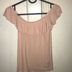 Light pink off shoulder ruffle top